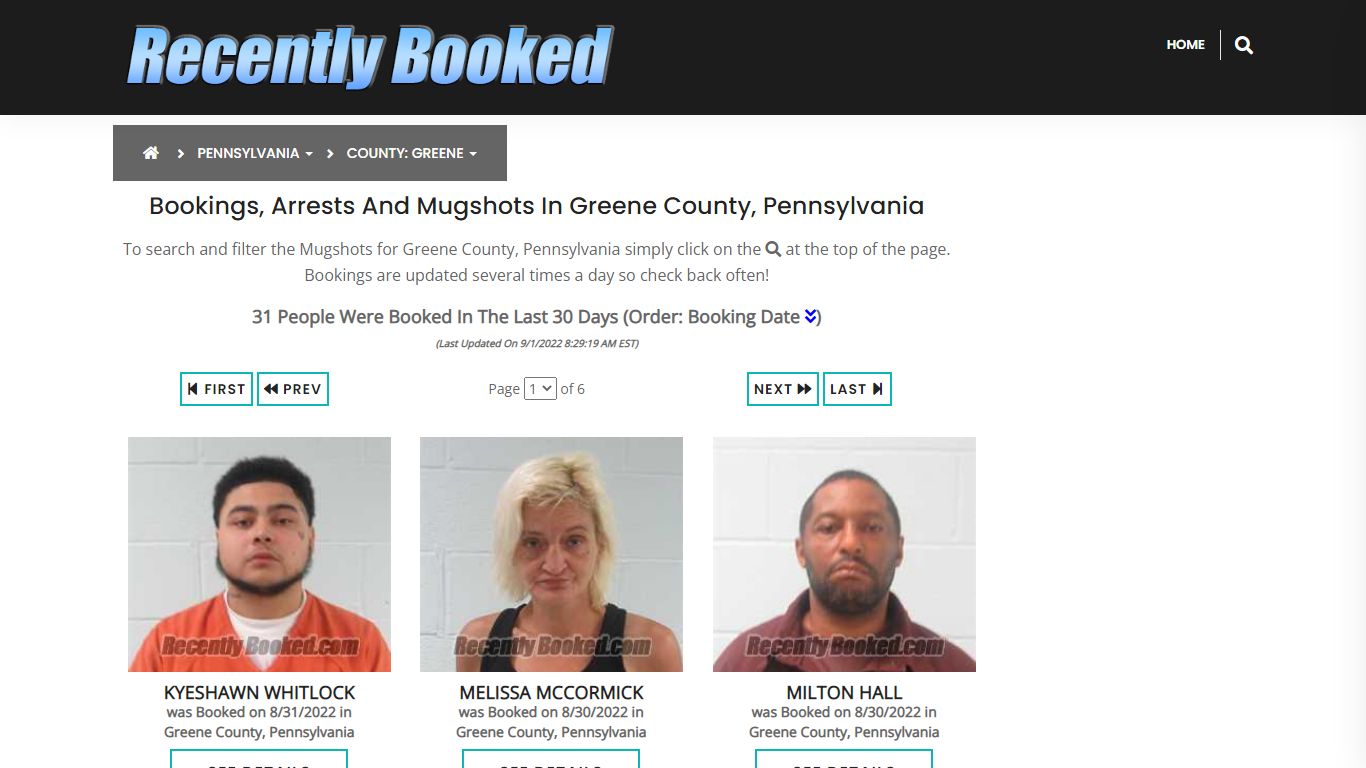 Bookings, Arrests and Mugshots in Greene County, Pennsylvania